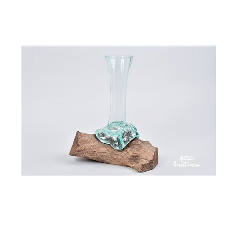 « Vase en verre soufflé sur son épais branchage » avec options de tailles