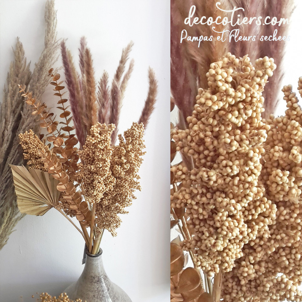 « Beau bouquet de fleurs séchées naturel, tiges 90-100 cm »