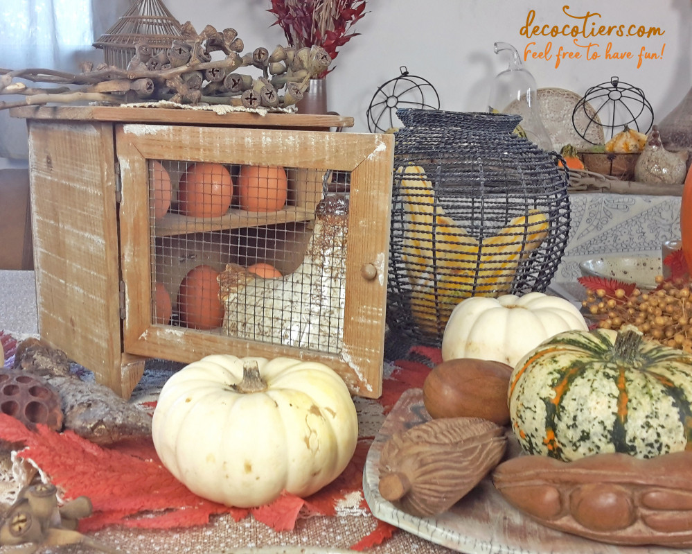 « Décor d' Halloween sur mesure avec citrouilles et coloquintes »