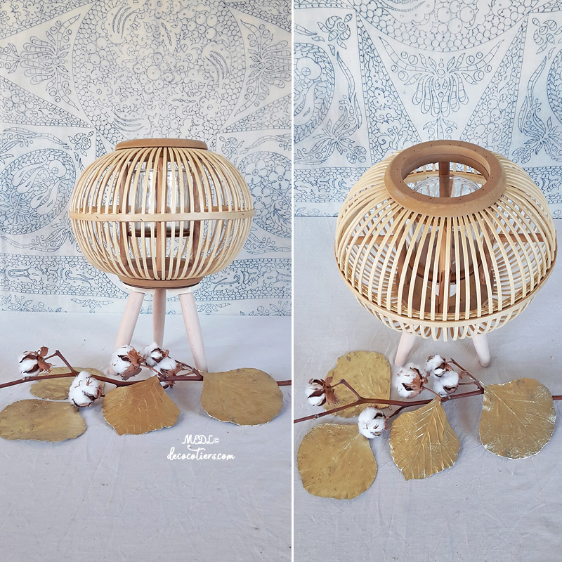 « Lanterne en bambou ronde sur pieds bombés »