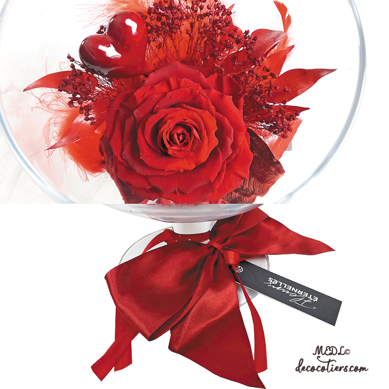 Pour lui dire « Je t'aime » : « Une rose éternelle dans son volumineux verre cognac »