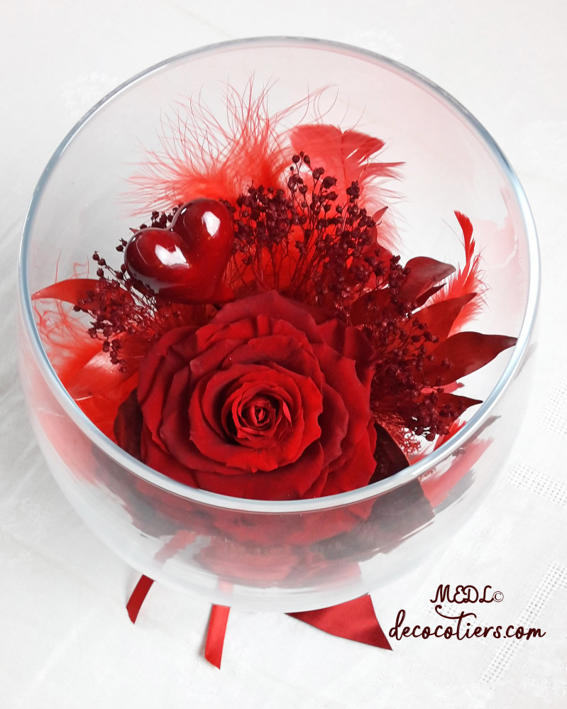 Pour lui dire « Je t'aime » : « Une rose éternelle dans son volumineux verre cognac »