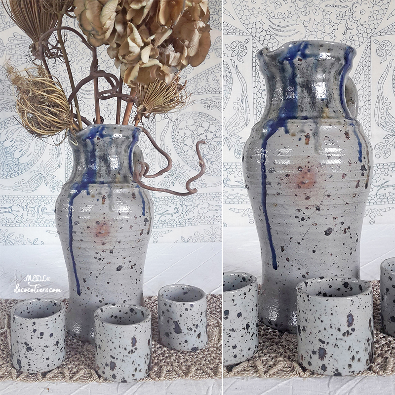 «&nbsp;Sublime pichet avec ses coulures d'émail indigo&nbsp;»