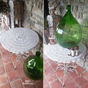 « Magnifique nappe ronde crochetée à la main »