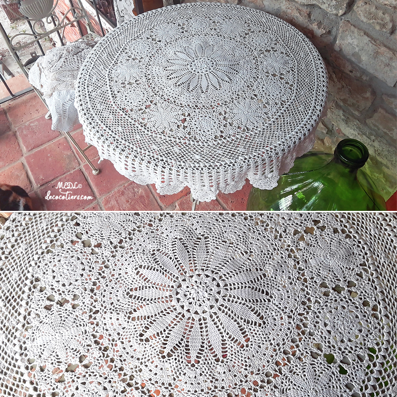 « Magnifique nappe ronde crochetée à la main »